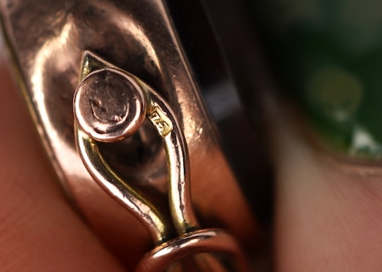 Three 9ct gold fob pendants